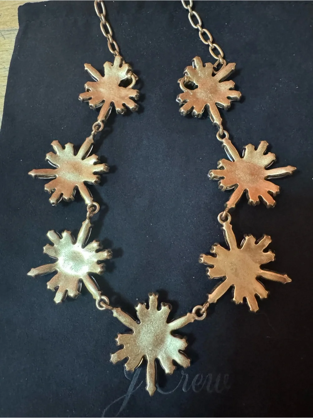 Vintage J.Crew Crystal Burst Statement Necklace Gold Tone - Excellent Condition